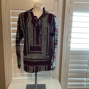 MEXICANA Maroon and Black Baja Pullover